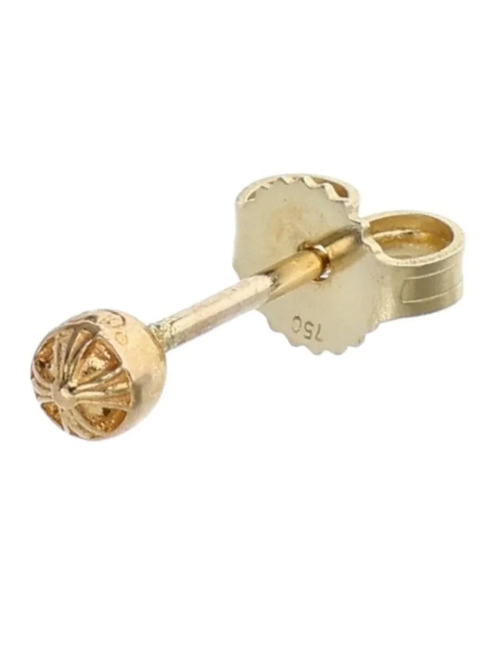 Chrome Hearts 22k Stud Ball Mini Cross Gold Earrings
